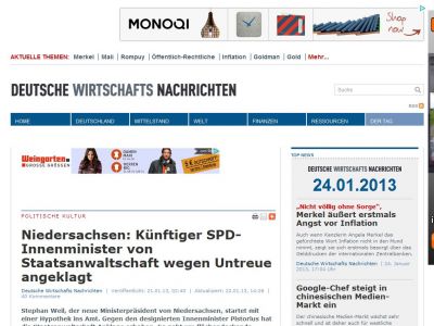 Bild zum Artikel: Niedersachsen: Künftiger SPD-Innenminister von Staatsanwaltschaft wegen Untreue angeklagt