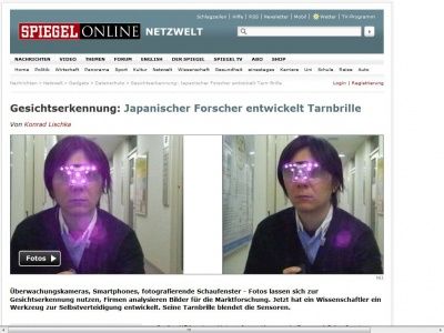 Bild zum Artikel: Gesichtserkennung: Japanischer Forscher entwickelt Tarnbrille