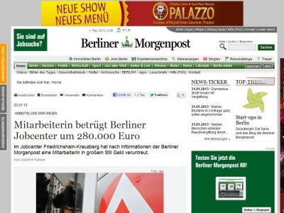 Bild zum Artikel: Arbeitslose erfunden: Mitarbeiterin betrügt Berliner Jobcenter um 280.000 Euro