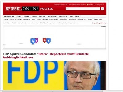 Bild zum Artikel: FDP-Spitzenkandidat: 'Stern'-Reporterin wirft Brüderle Aufdringlichkeit vor