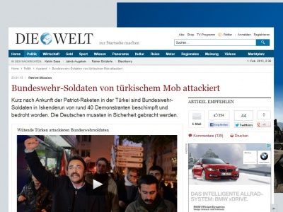 Bild zum Artikel: Patriot-Mission: Bundeswehr-Soldaten von türkischem Mob attackiert