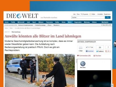 Bild zum Artikel: Verkehrsüberwachung: Anwälte könnten alle Blitzer im Land lahmlegen