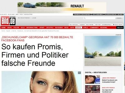 Bild zum Artikel: Bezahlte „Facebook-Fans“ - So kaufen Promis, Firmen und Politiker falsche Freunde