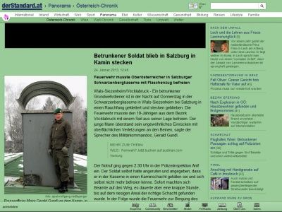 Bild zum Artikel: Schwarzenbergkaserne - Betrunkener Soldat blieb in Salzburg in Kamin stecken