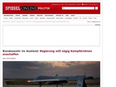 Bild zum Artikel: Bundeswehr im Ausland: Regierung will zügig Kampfdrohnen anschaffen