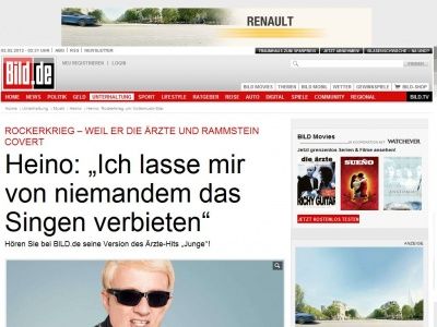 Bild zum Artikel: Heino zum Rockerkrieg - Rockerkrieg gegen Heino!Ich lasse mir das Singen nicht verbieten!