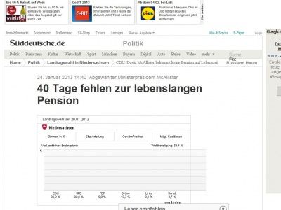 Bild zum Artikel: Abgewählter Ministerpräsident McAllister: 40 Tage fehlen zur lebenslangen Pension