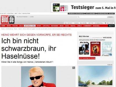 Bild zum Artikel: Heino wehrt sich - Ich bin nicht schwarzbraun, ihr Haselnüsse!