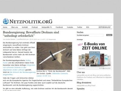 Bild zum Artikel: Bundesregierung: Bewaffnete Drohnen sind “unbedingt erforderlich”