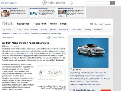 Bild zum Artikel: Wolfram Alpha erweitert Facebook-Analyse