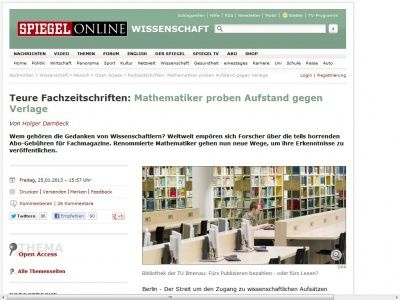 Bild zum Artikel: Teure Fachzeitschriften: Mathematiker proben Aufstand gegen Verlage