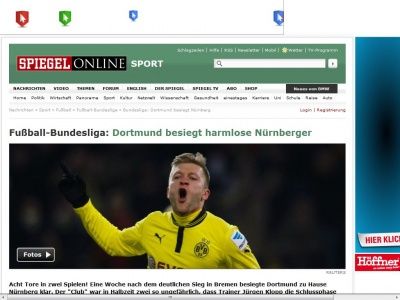 Bild zum Artikel: Fußball-Bundesliga: Dortmund besiegt harmlose Nürnberger