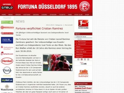 Bild zum Artikel: Fortuna verpflichtet Cristian Ramírez