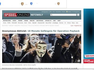 Bild zum Artikel: Anonymous-Aktivist: 18 Monate Gefängnis für Operation Payback