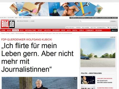 Bild zum Artikel: Wolfgang Kubicki - „Ich flirte nicht mehr mit Journalistinnen“