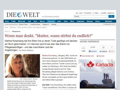 Bild zum Artikel: Pflegedrama: Wenn man denkt, 'Mutter, wann stirbst du endlich?'