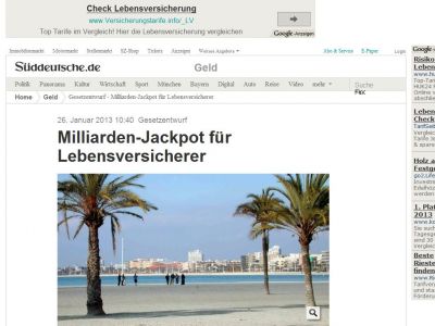 Bild zum Artikel: Gesetzentwurf: Milliarden-Jackpot für Lebensversicherer