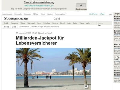 Bild zum Artikel: Gesetzentwurf: Milliarden-Jackpot für Lebensversicherer