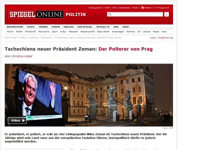 Bild zum Artikel: Tschechiens neuer Präsident Zeman: Der Polterer von Prag
