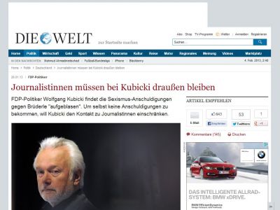 Bild zum Artikel: FDP-Politiker: Journalistinnen müssen bei Kubicki draußen bleiben