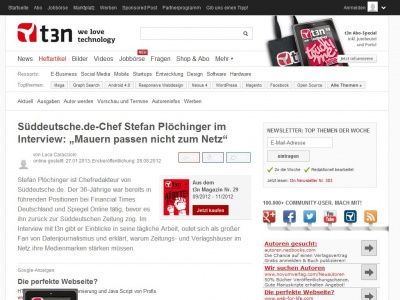 Bild zum Artikel: Süddeutsche.de-Chef Stefan Plöchinger im Interview: „Mauern passen nicht zum Netz“