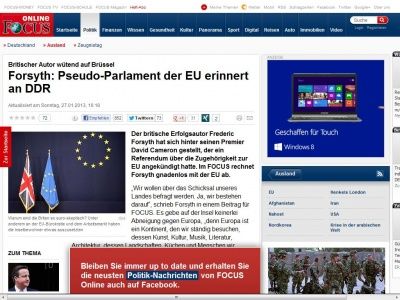 Bild zum Artikel: Britischer Autor wütend auf Brüssel - Forsyth: Pseudo-Parlament der EU erinnert an DDR