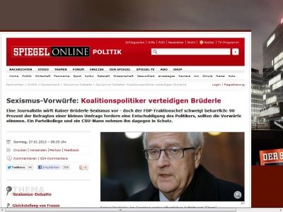 Bild zum Artikel: Sexismus-Vorwürfe: Koalitionspolitiker verteidigen Brüderle