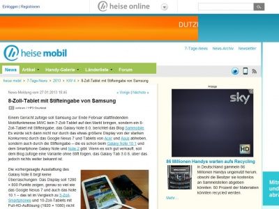 Bild zum Artikel: 8-Zoll-Tablet mit Stifteingabe von Samsung