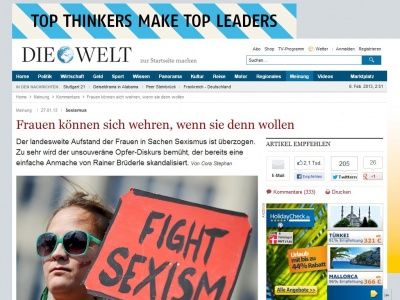 Bild zum Artikel: Sexismus: Frauen können sich wehren, wenn sie denn wollen