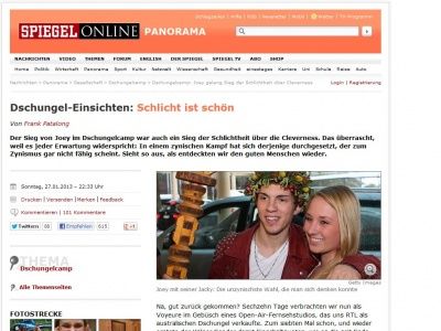 Bild zum Artikel: Dschungel-Einsichten: Schlicht ist schön