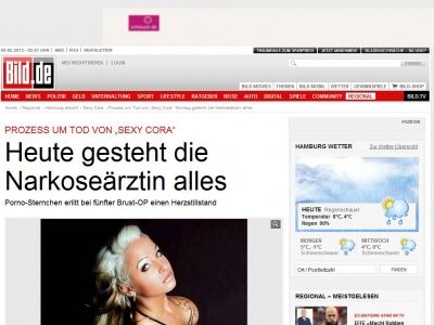 Bild zum Artikel: Tod von „Sexy Cora“ - Montag gesteht die Narkoseärztin alles