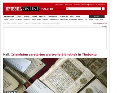 Bild zum Artikel: Mali: Islamisten zerstörten wertvolle Bibliothek in Timbuktu