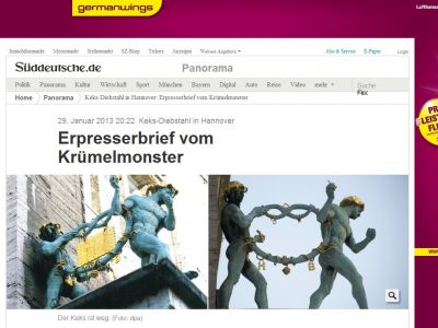 Bild zum Artikel: Keks-Diebstahl in Hannover: Erpresserbrief vom Krümelmonster