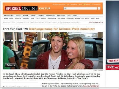 Bild zum Artikel: Ehre für Ekel-TV: Dschungelcamp für Grimme-Preis nominiert