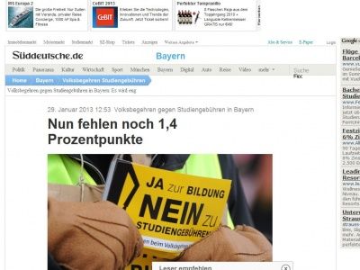 Bild zum Artikel: Volksbegehren gegen Studiengebühren in Bayern: Nun fehlen noch 1,4 Prozentpunkte
