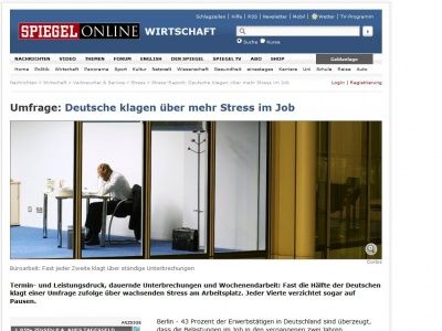 Bild zum Artikel: Umfrage: Deutsche klagen über mehr Stress im Job