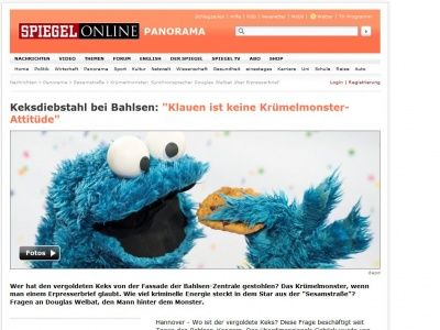 Bild zum Artikel: Keksdiebstahl bei Bahlsen: 'Klauen ist keine Krümelmonster-Attitüde'