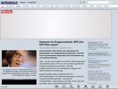 Bild zum Artikel: Koalition - Haartests bei Drogenverdacht: SPÖ über ÖVP-Plan empört