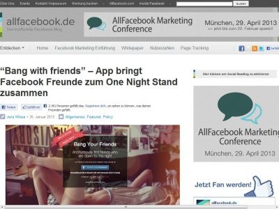 Bild zum Artikel: “Bang with friends” – App bringt Facebook Freunde zum One Night Stand zusammen