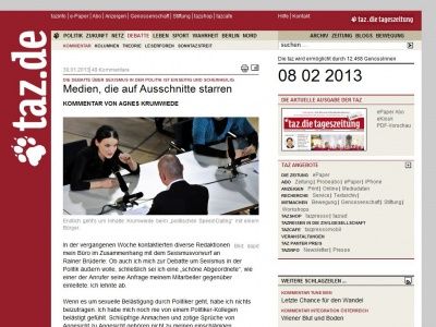 Bild zum Artikel: Gastbeitrag zur Sexismus-Debatte: Medien, die auf Ausschnitte starren