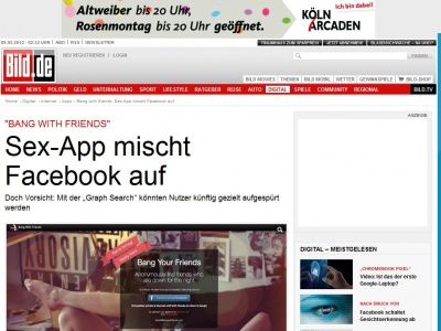 Bild zum Artikel: Bang with friends - Sex-App mischt Facebook auf