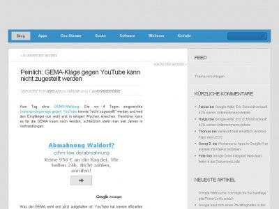 Bild zum Artikel: Peinlich: GEMA-Klage gegen YouTube kann nicht zugestellt werden