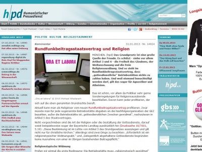 Bild zum Artikel: Rundfunkbeitragsstaatsvertrag und Religion