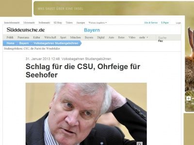 Bild zum Artikel: Volksbegehren Studiengebühren: Schlag für die CSU, Ohrfeige für Seehofer