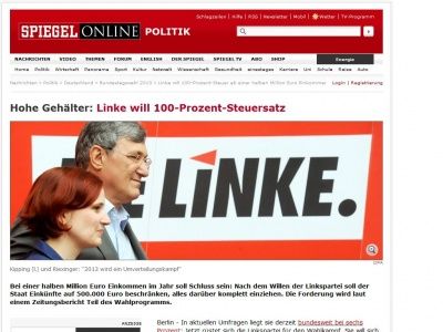 Bild zum Artikel: Hohe Gehälter: Linke will 100-Prozent-Steuersatz