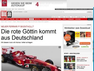 Bild zum Artikel: Neuer Ferrari F138 enthüllt - Die rote Göttin kommt aus Deutschland