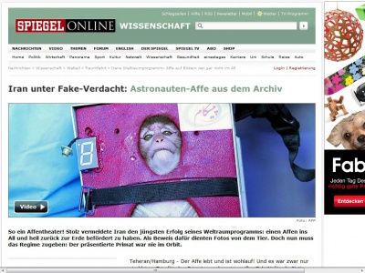 Bild zum Artikel: Iran unter Fake-Verdacht: Astronauten-Affe aus dem Archiv