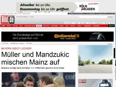 Bild zum Artikel: Bayern siegt locker! - Müller und Mandzukic mischen Mainz auf
