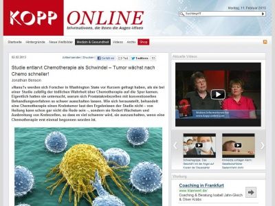 Bild zum Artikel: Studie entlarvt Chemotherapie als Schwindel – Tumor wächst nach Chemo schneller! (Natürliches Heilen)