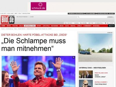 Bild zum Artikel: Dieter Bohlen bei „DSDS“ - „Die Schlampe muss man mitnehmen“